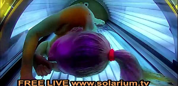  Solarium Blonde teen fingers herself in the Public Voyeur www.solarium.tv